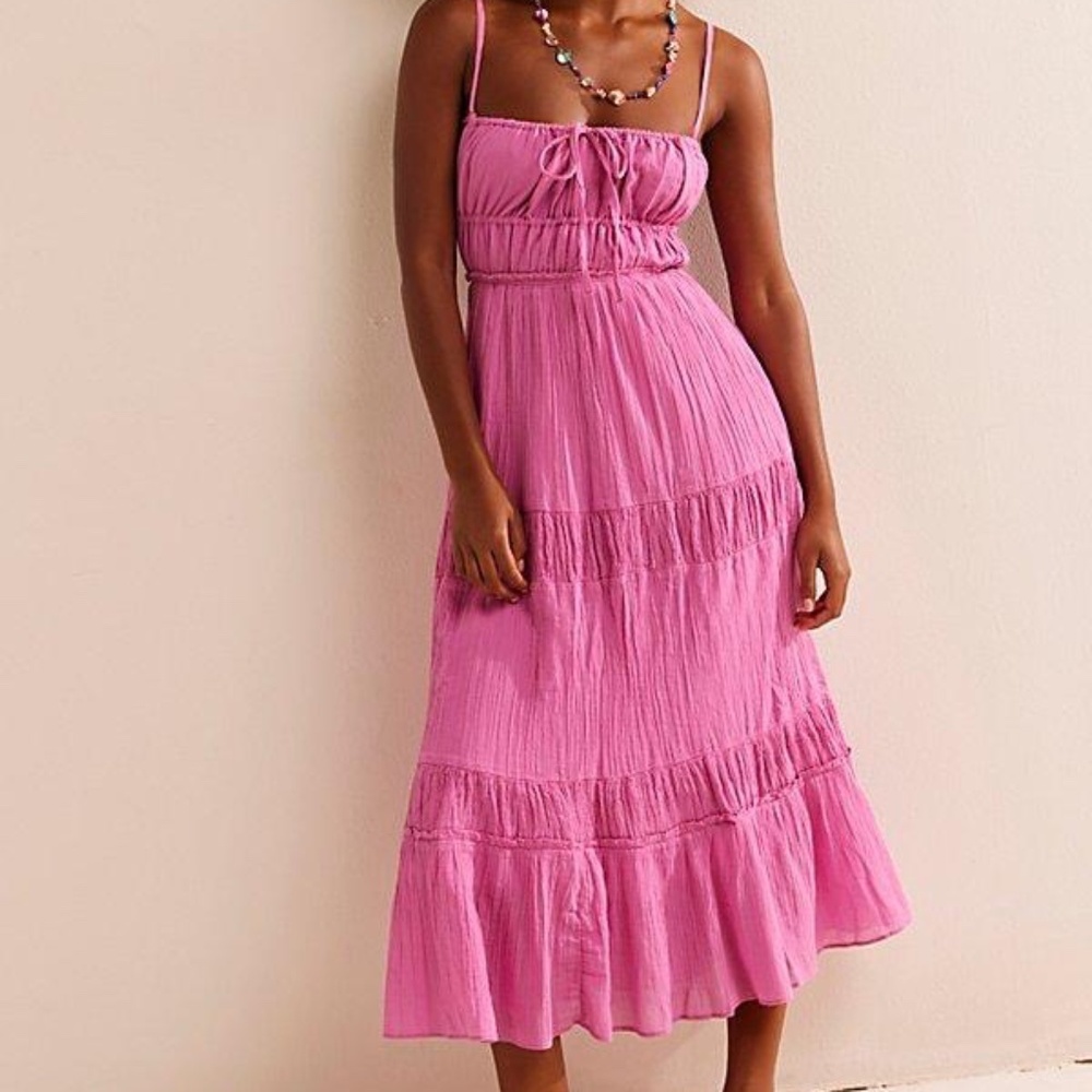 Free People Taking Sides Pink Maxi Dress
